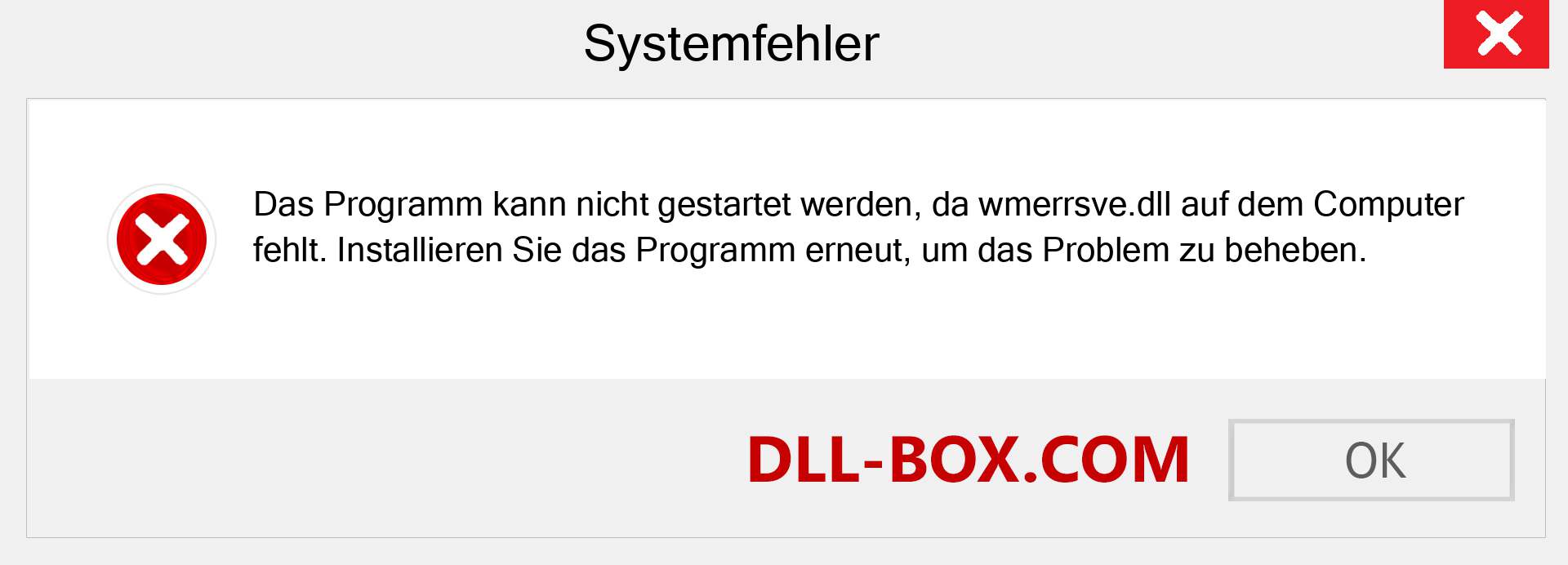 wmerrsve.dll-Datei fehlt?. Download für Windows 7, 8, 10 - Fix wmerrsve dll Missing Error unter Windows, Fotos, Bildern